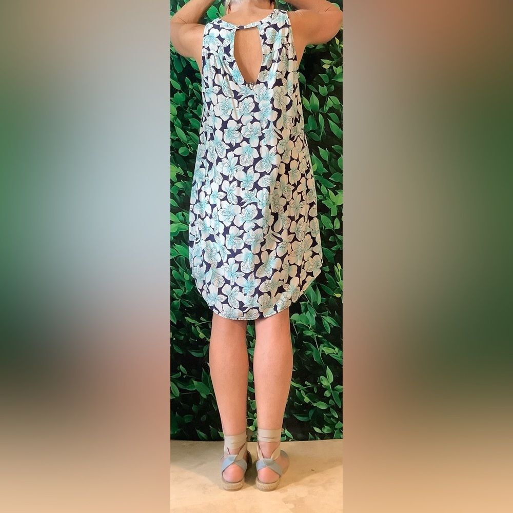 🌼 GAP Navy, Aqua & White Floral Slip Dress – Size M - Picture 6 of 7